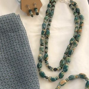 Handmade 2 necklace set with scarf